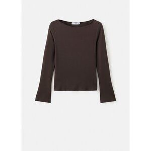 MANGO - Boat neck t-shirt brown - M - Woman